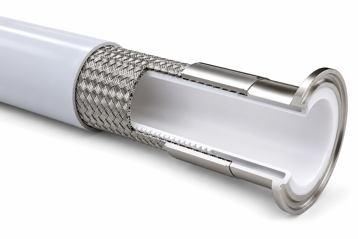 PTFE Schlauch mit Silikonmantel & Tri-Clamp